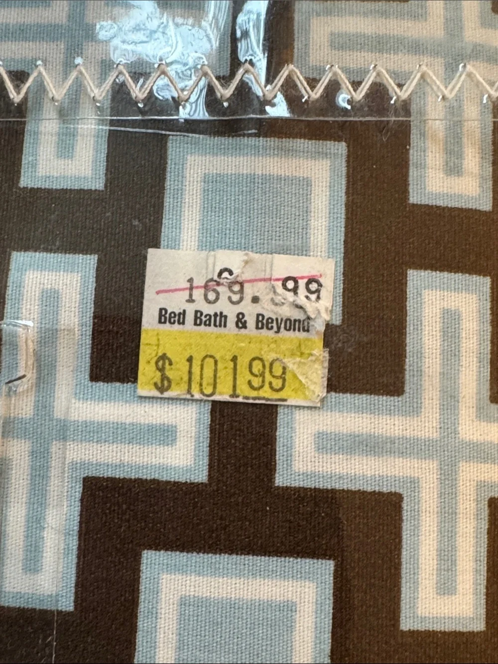 Jonathan Adler Brown & Light Blue Geometric King Duvet Cover RARE